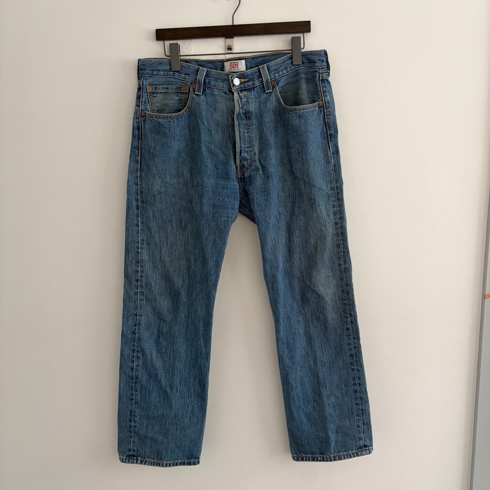 Levis 501 Mens Blue Straight Leg Denim Jeans W34 L29